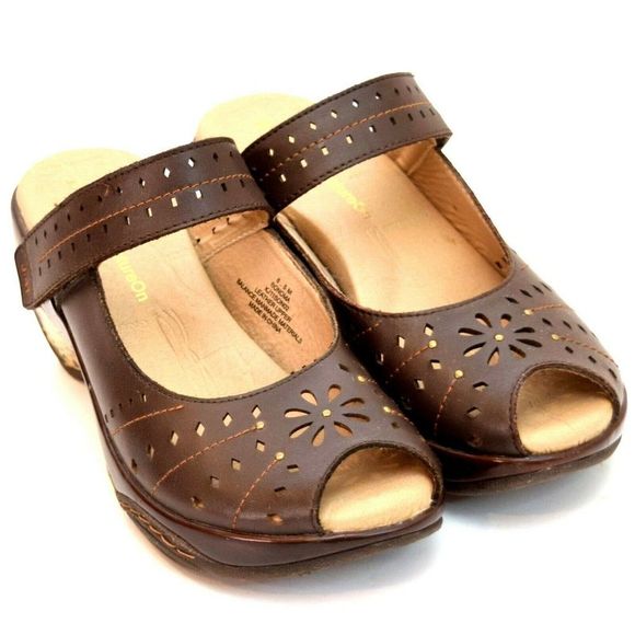 J.41 Adventure On Mary Jane Heels Shoes Womens Size 6.5M Brown Sonoma Peep Toe